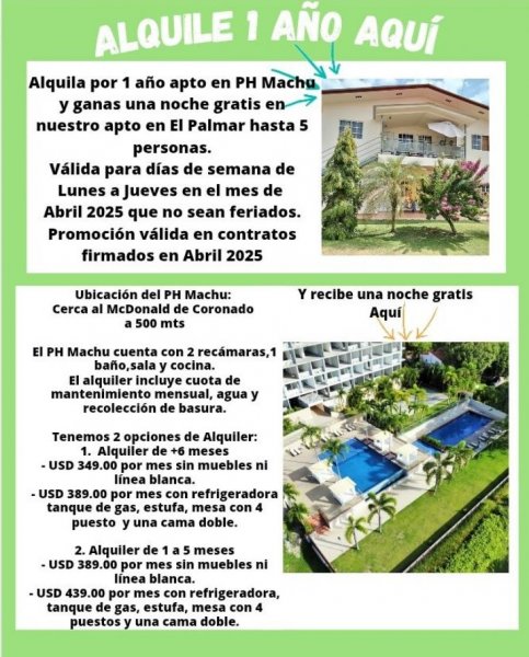 Apartamento en Alquiler en Coronado Chame, Panamá